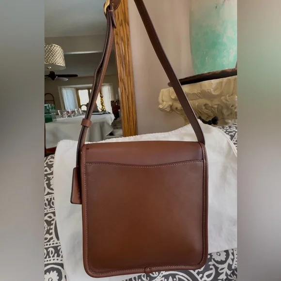 COACH DARK SADDLE 1941 TURNLOCK FLAP / COMPACT POUCH BAG - Picture 6 of 16